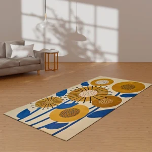 Yellow Floral Wool Rug