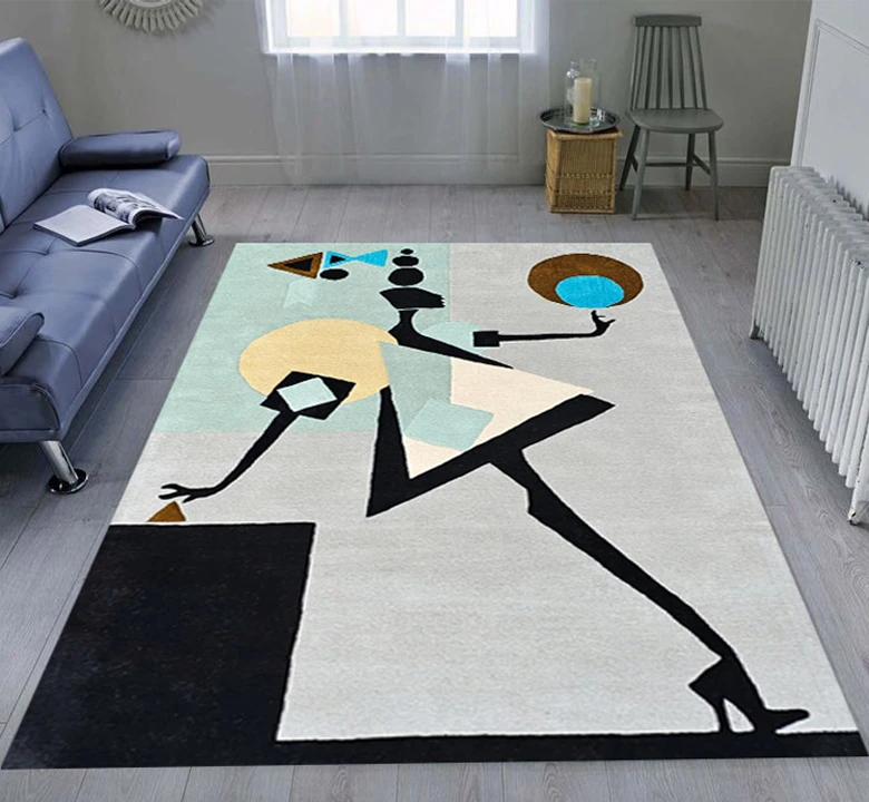 Multicolour Abstract Wool Rug