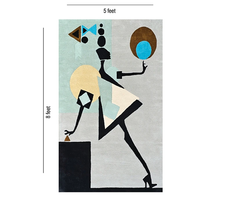 Multicolour Abstract Wool Rug - Image 2
