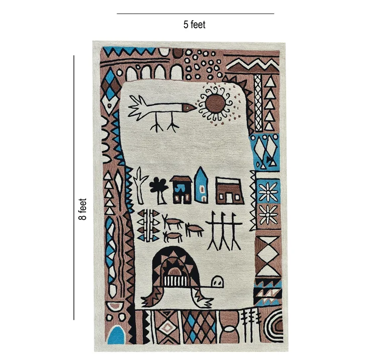 Multicolour Tribal Wool Rug - Image 2