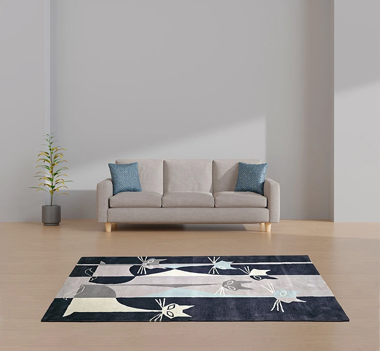 Charcoal Cat Wool Rug