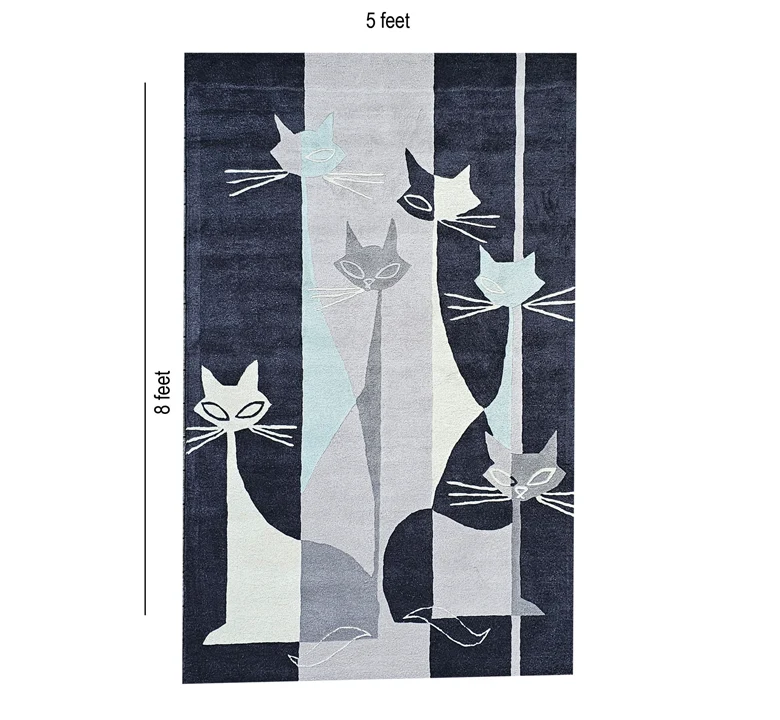 Charcoal Cat Wool Rug - Image 2