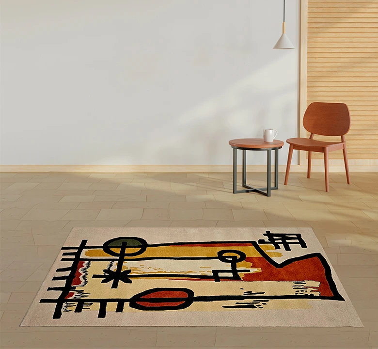 Multicolour Hand Art Wool Rug