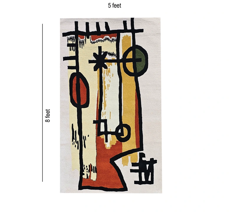 Multicolour Hand Art Wool Rug - Image 2