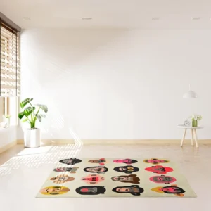 Multi Colour Monkey Mask Wool Rug