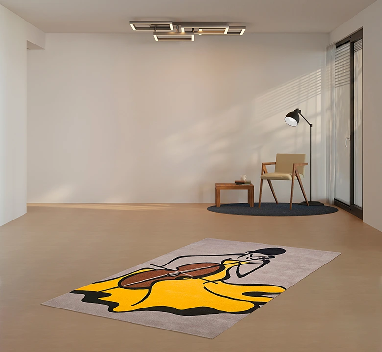 Multi Colour Cello Woman Wool Rug