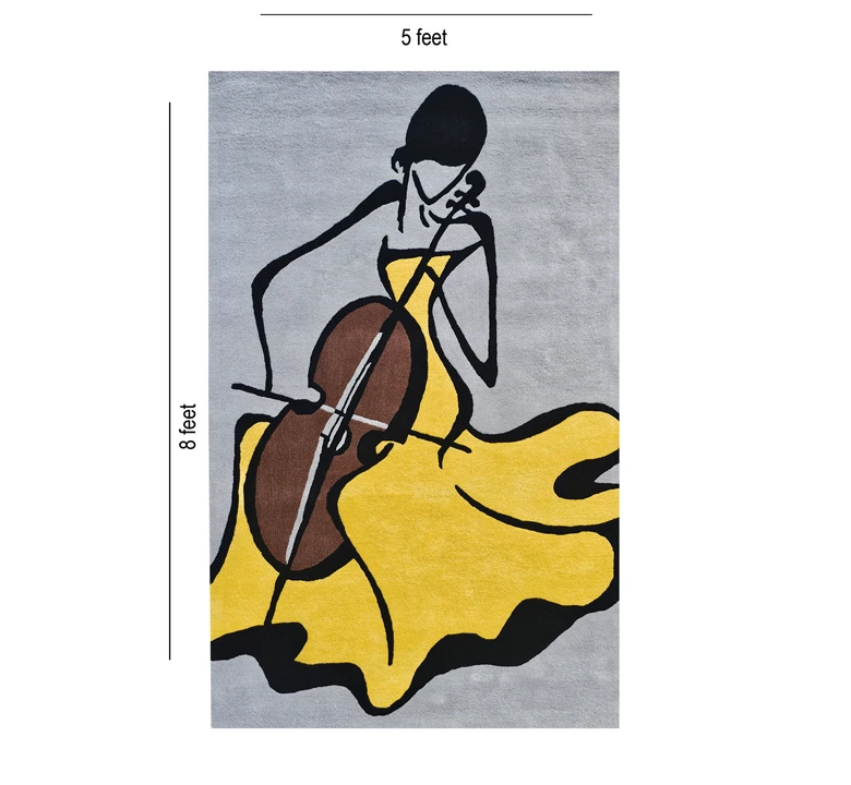 Multi Colour Cello Woman Wool Rug - Image 2