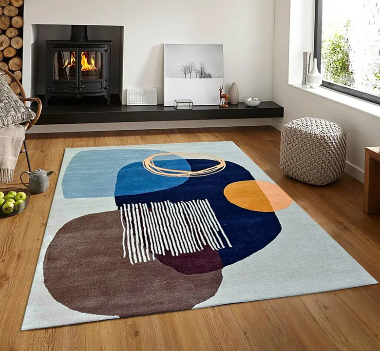 Multi Colour Geometric Wool Rug