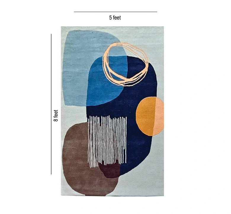 Multi Colour Geometric Wool Rug - Image 2