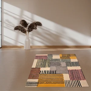 Hand Hooked Geometric Wool Rug