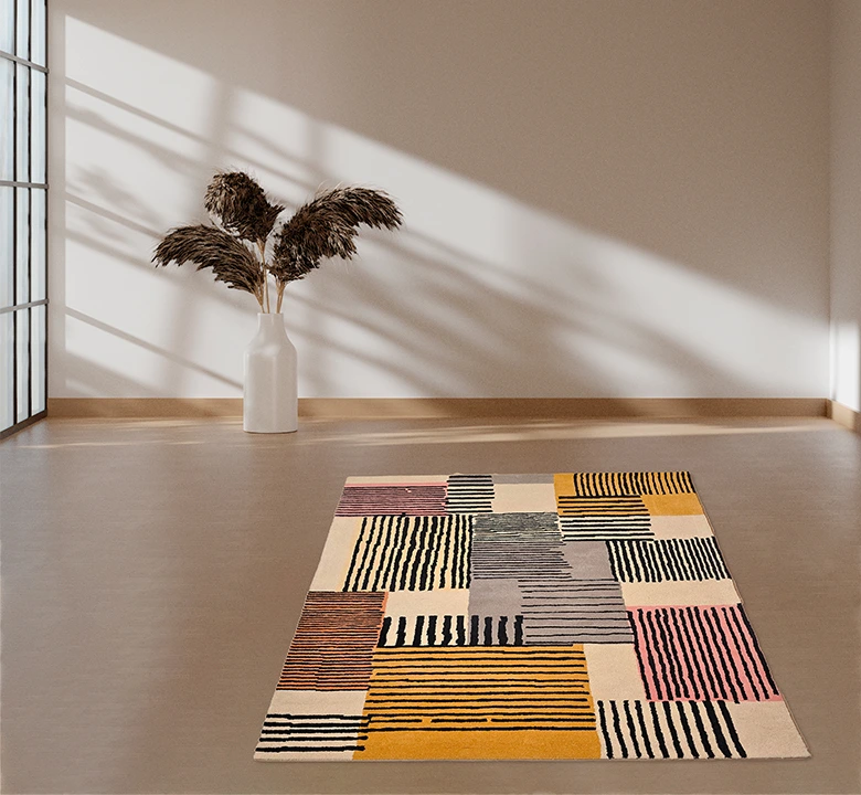 Hand Hooked Geometric Wool Rug