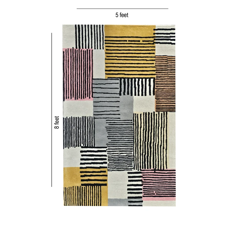 Hand Hooked Geometric Wool Rug - Image 2