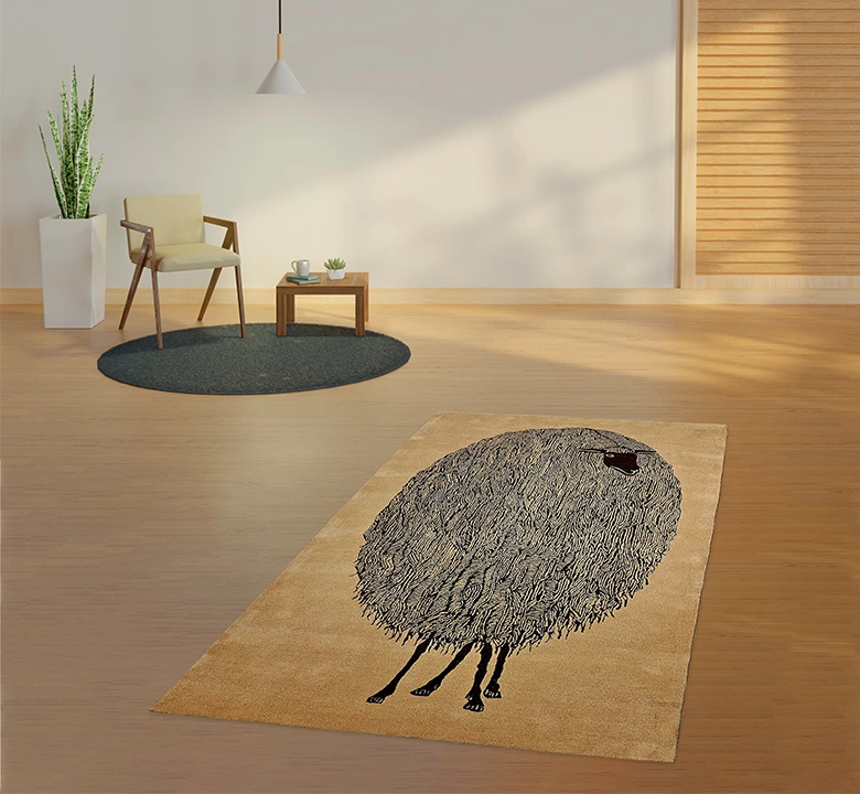 Brown Sheep Wool Rug