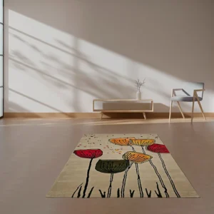 Red n Yellow Floral Wool Rug
