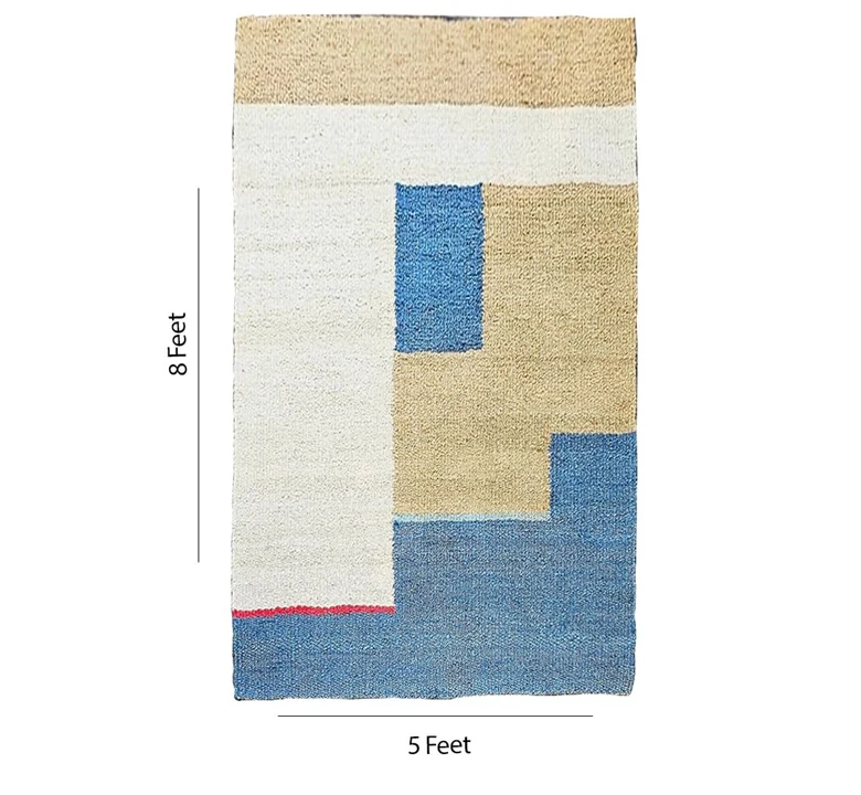 Blue Geometric Jute Rug - Image 2