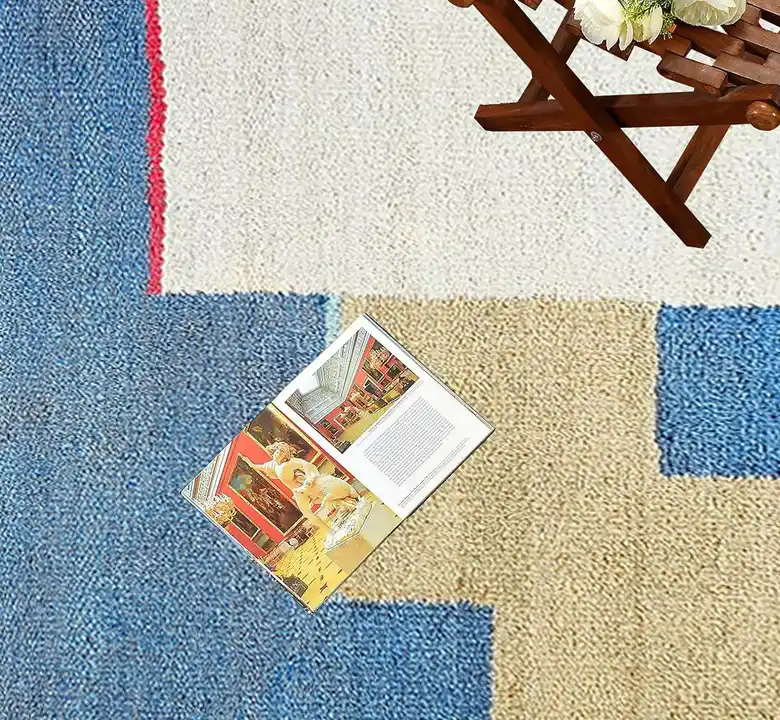 Blue Geometric Jute Rug - Image 3