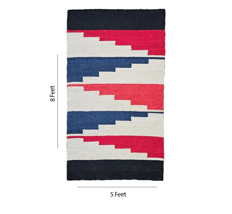 Red n White Geometric Jute Rug - Image 2