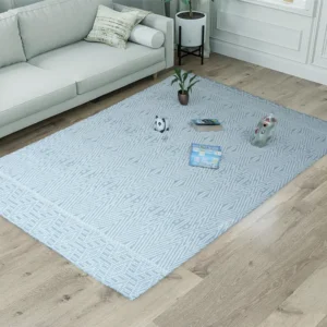 Misty Blue Wool Jacquard Rug
