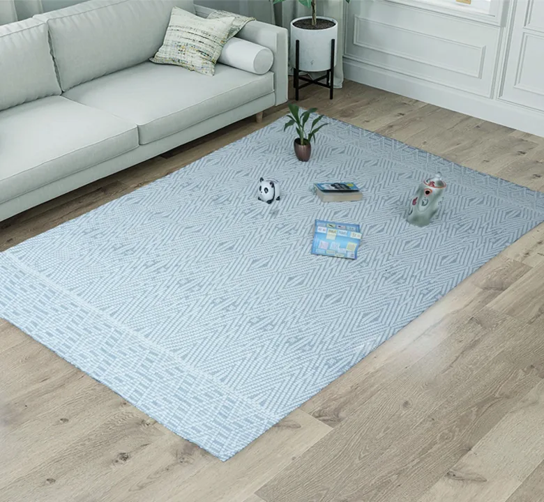 Misty Blue Wool Jacquard Rug