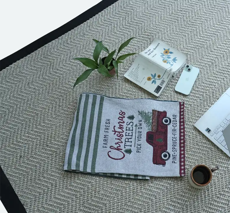 White Sisal Herringbone Boarded Rug - Image 2