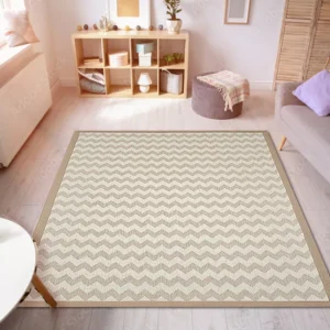 Dark Beige Zigzag Wool Jacquard Carpet