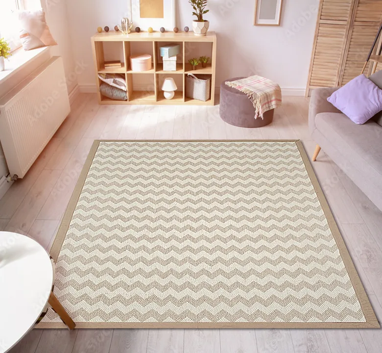 Dark Beige Zigzag Wool Jacquard Carpet