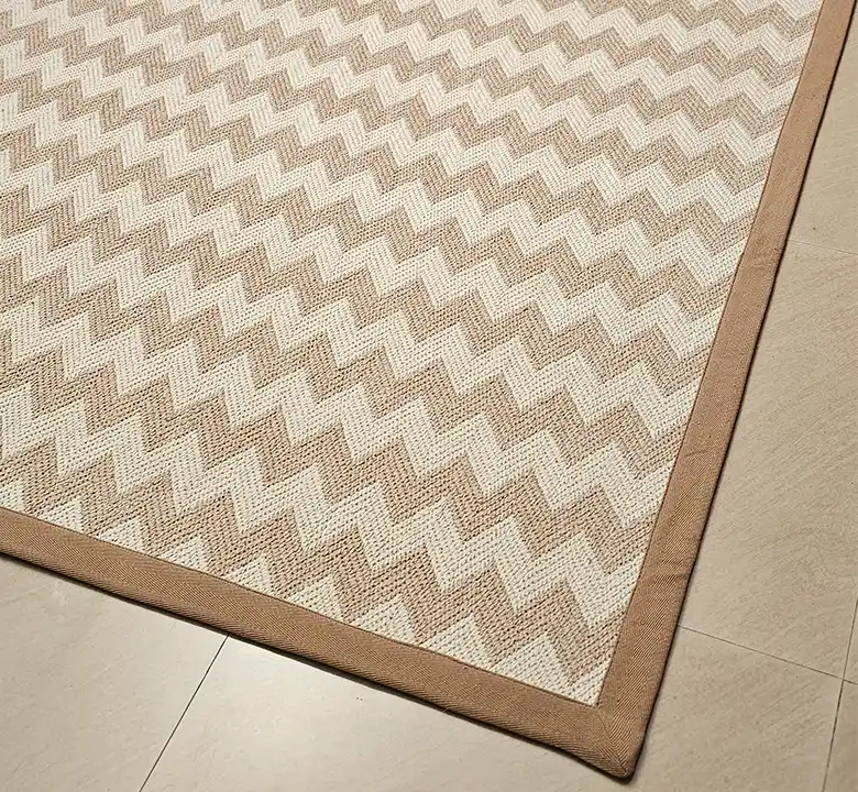 Dark Beige Zigzag Wool Jacquard Carpet - Image 3