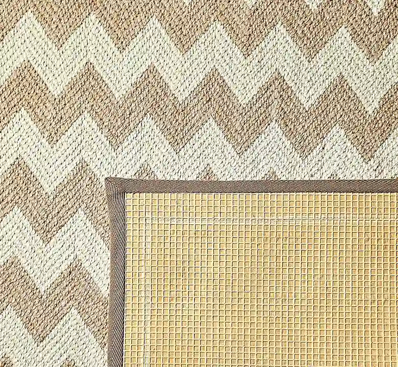 Dark Beige Zigzag Wool Jacquard Carpet - Image 2