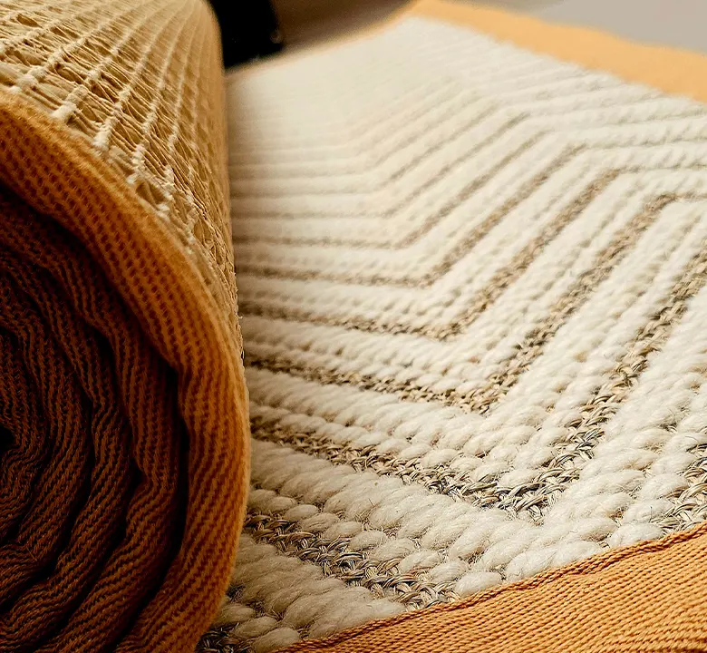 Pearl White Chevron Herringbone Wool Jacquard Carpet - Image 2