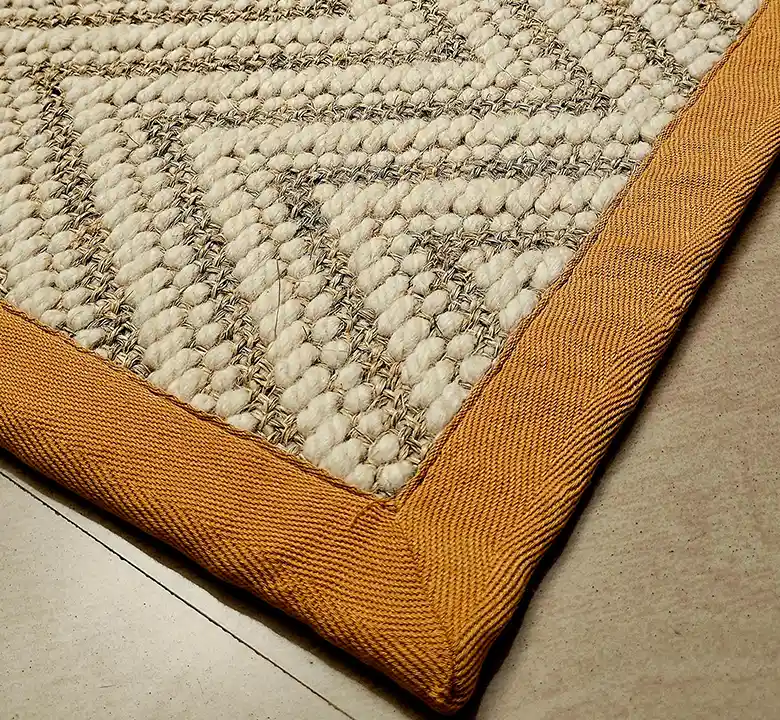 Pearl White Chevron Herringbone Wool Jacquard Carpet