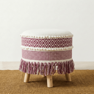 Boho Fringe Ottoman - Violet
