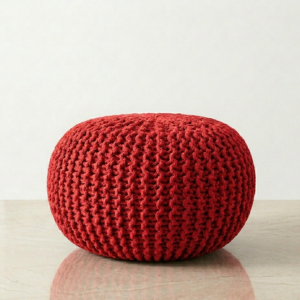 Handwoven Cotton pouffee - Red