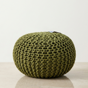 Handwoven Cotton pouffee - Green