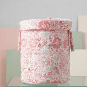 Vintage Pink Floral Storage Basket