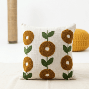 Floral Sofa Cushion Cover - Dark Yellow