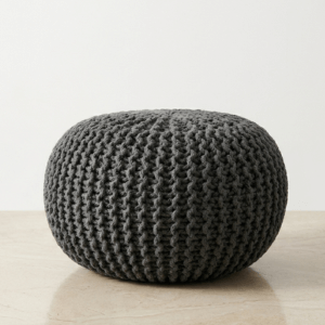 Handwoven Cotton pouffee - Grey