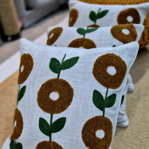 Floral Sofa Cushion Cover - Dark Yellow - Image 2