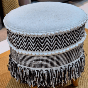 Boho Fringe Ottoman - Black - Image 3