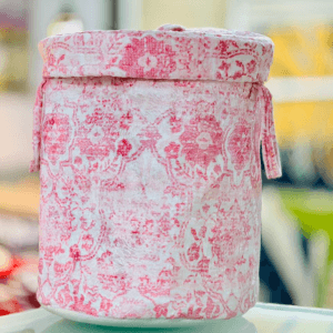 Vintage Pink Floral Storage Basket - Image 3