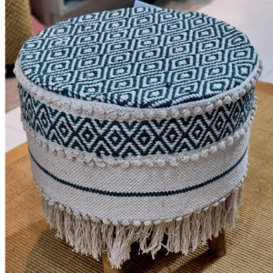Boho Fringe Ottoman - Green - Image 3