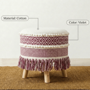 Boho Fringe Ottoman - Violet - Image 4