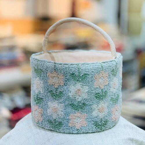 Pastel Floral Decorative Fabric Storage Basket