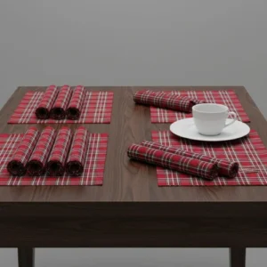 Classic Red Plaid Woven Table Mats