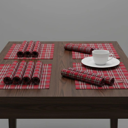 Classic Red Plaid Woven Table Mats
