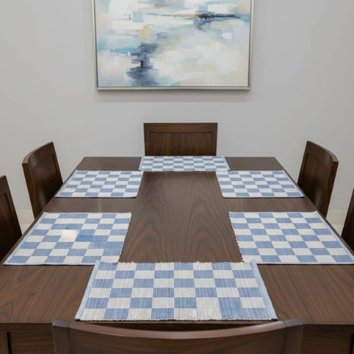 Blue Checkered Woven Table Placemat