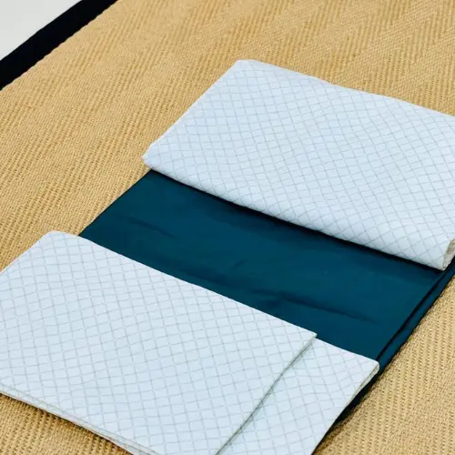 Teal Grid Elegance Bedsheet Set