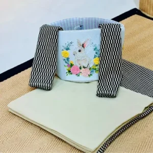 Bunny Embroidery with Geometric Pillowcases