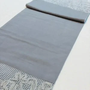 Elegant Grey Embroidered Table Runner