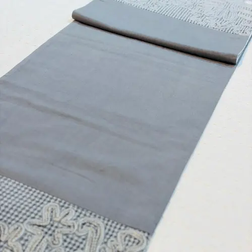 Elegant Grey Embroidered Table Runner