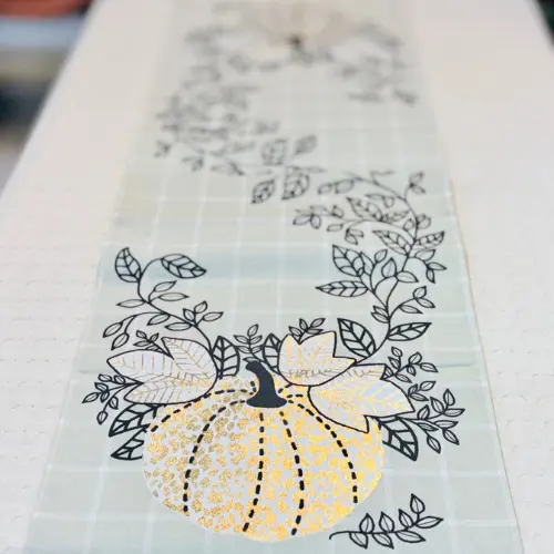 Golden Autumn Leaf & Grid Runner